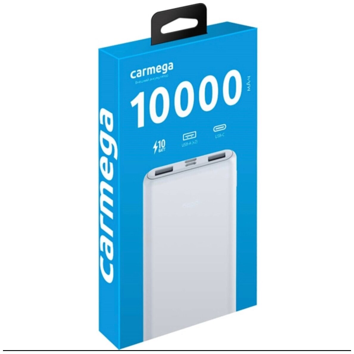 Внешний аккумулятор Carmega 10000mAh Charge 10 white (CAR-PB-201-WH)