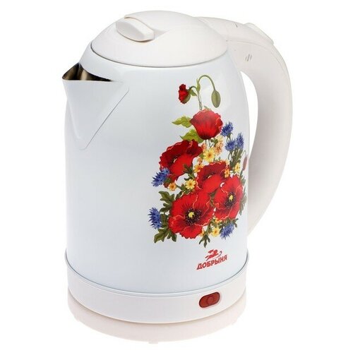 Чайник электрический Добрыня DO-1257 нерж сталь 2 л 2000 Вт белый с рисунком 228400₽