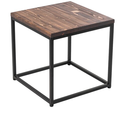 фото Журнальный стол ilwi черный/светло-коричневый из стали и дерева в стиле лофт высотой 50 см
