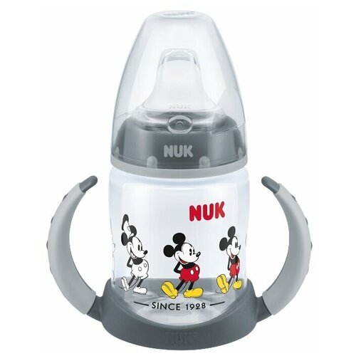 NUK First Choice Обучающая бутылочка из полипропилена дисней Микки Маус 150 мл с силиконовой насадкой, - серая