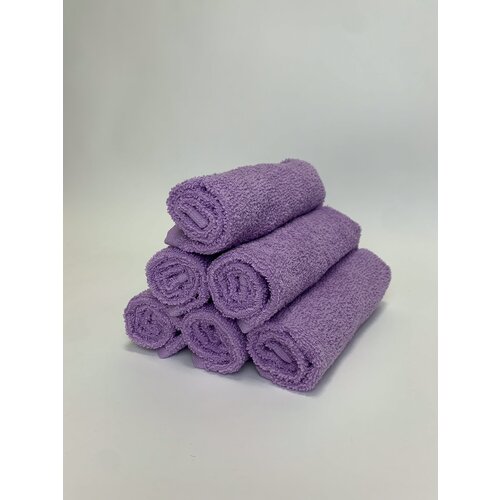 Полотенце (Салфетка) Махровое кухонное Насыщенная Сирень 30х30 (6 шт.)