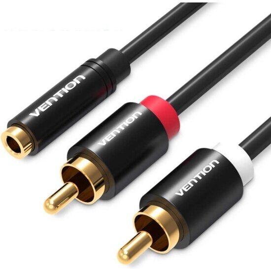 Кабель Vention аудио Jack 3,5 mm F/2RCA M - 1м Черный