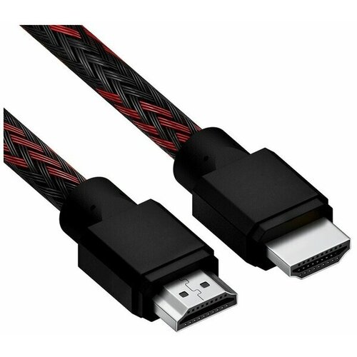 Кабель 1.5m HDMI 2.0, BICOLOR черно-красный нейлон, Ultra HD, 4K 60 fps 60Hz/5K*30Hz, 3D, AUDIO, 18.0 Гбит/с, 28AWG 4PH-R90016