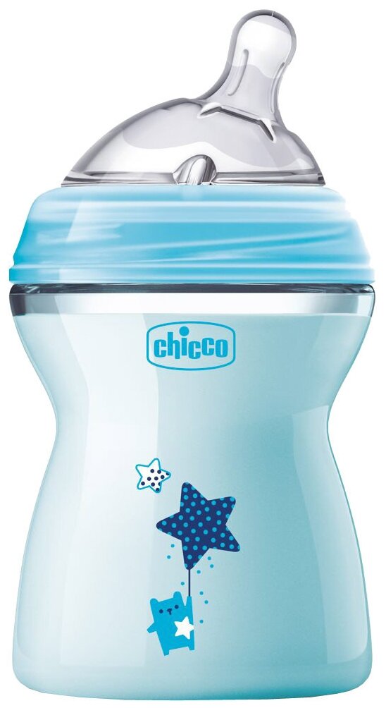 Бутылочка Chicco Natural Feeling полипропилен, 250 мл, цвет: голубой - фото №1