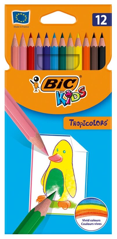 Карандаши цветные пластиковые Bic "Tropicolors" 12 цветов, упаковка европодвес