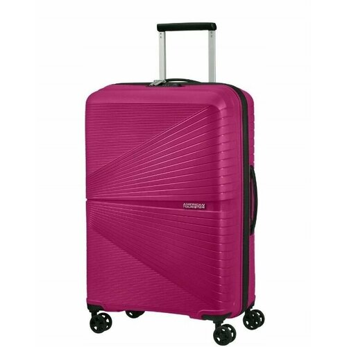 Чемодан American Tourister, полипропилен, водонепроницаемый, ребра жесткости, фуксия