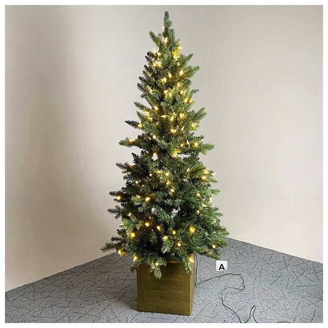 A Perfect Christmas Искусственная елка с гирляндой Норфолк 137 см в деревянном кашпо, 200 теплых белых ламп, литая + ПВХ 31NFOL137L