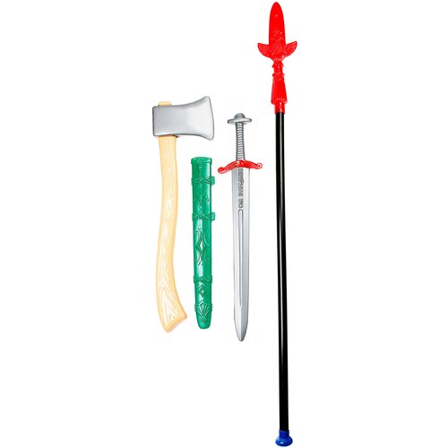 Набор оружия Строим вместе счастливое детство Витязь (5130), 100 см, серый/красный/зеленый/бежевый игрушка набор оружия строим вместе счастливое детство викинг 5257 серый зеленый