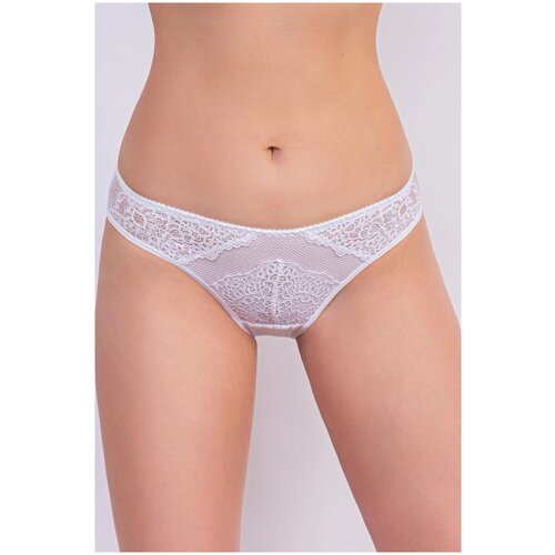фото Milavitsa трусы слипы средней посадки с кружевом шарм, размер 94, белый