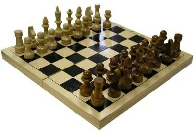 Шахматы Обиходные - деревянные парафинированные фигурки с доской 290х290мм