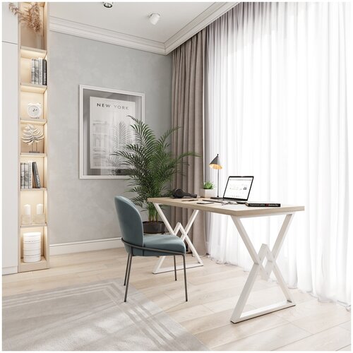 Письменный стол домус Аксиом вяз светлый/металл белый (90 см)