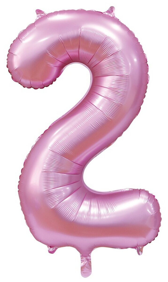 Воздушный шар фольгированный Riota Цифра 2, нежно-розовая, 101 см