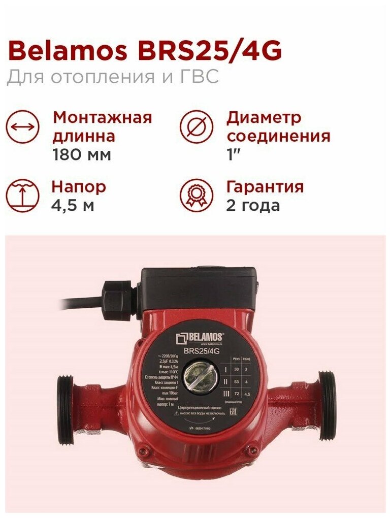 Циркуляционный насос BELAMOS BRS 25/4G - фотография № 20