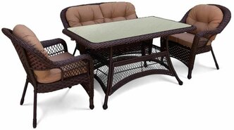 Комплект плетеной мебели Afina T130/LV-520BB-Brown_Beige
