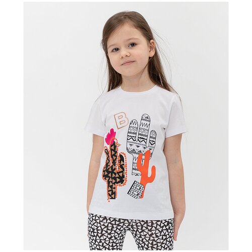 фото Футболка button blue, размер 110, белый