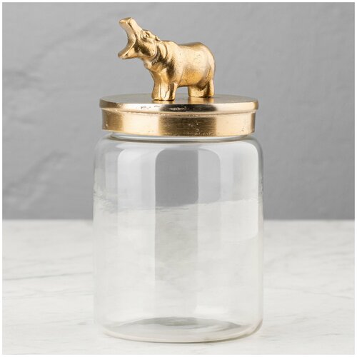 Ёмкость для хранения Decorative Jar With Rhino Figure Gold