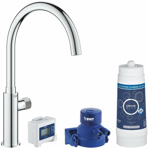 Кран для кухонной мойки GROHE Blue Pure Mono с функцией фильтрации, с фильтром в комплекте, хром (30387000)