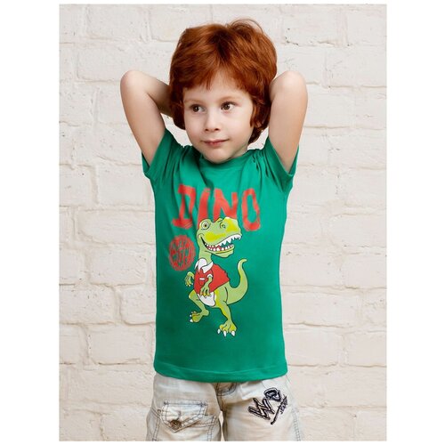 Футболка для мальчика Динозавр, MOR, MOR-116010/зеленый, размер 104 - 110