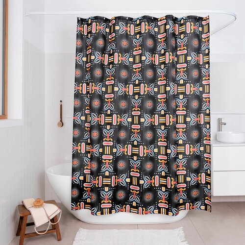 Занавеска (штора) Bantu для ванной комнаты тканевая 180х200 см., цвет черный оранжевый желтый голубо