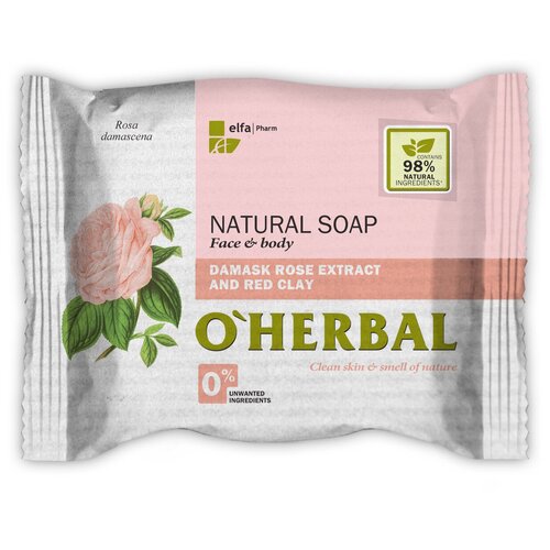 OHerbal Натуральное мыло с экстрактом лаванды и белой глиной , 100 г