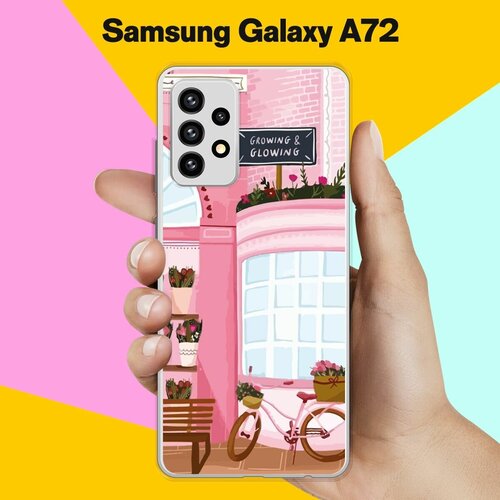 силиконовый чехол розовые линии на samsung galaxy a72 самсунг а72 Силиконовый чехол на Samsung Galaxy A72 Розовые здания / для Самсунг Галакси А72