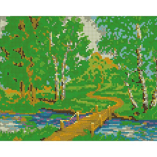 набор для вышивания чешским бисером вышивочка остров на закате 24х19 Набор для вышивания чешским бисером Вышивочка Мост в лесу 24х19