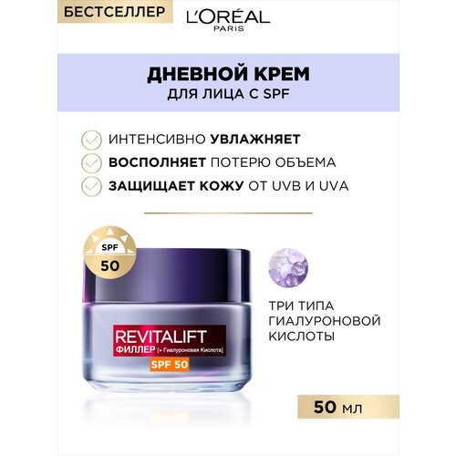 фото L'oreal paris, дневной антивозрастной крем "ревиталифт филлер" против морщин c spf 50