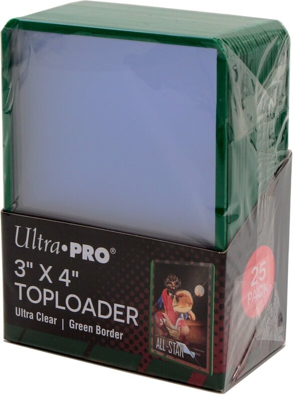 Жесткие протекторы Ultra-Pro Toploaders 3x4 Green Border (25 шт.) для карт MTG, Pokemon