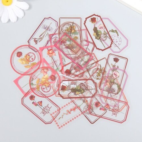 Наклейки для творчества Теги - Красные цветы набор 30 шт 02х8х11 см 553₽