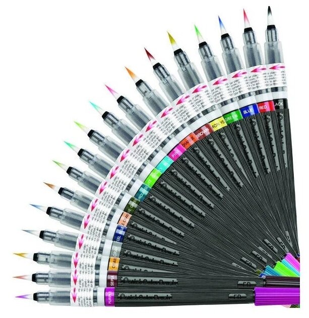 Кисть с краской Pentel "Colour Brush" Оливковый - фото №16
