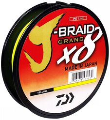 Плетеный шнур DAIWA J-Braid Grand X8 d=0.22 мм, 135 м, 19.5 кг, желтый