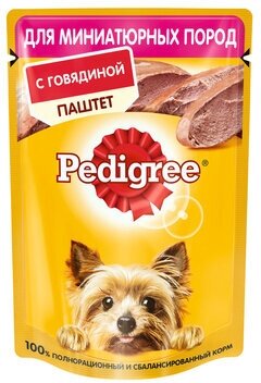 Pedigree Паучи для взрослых собак миниатюрных пород паштет с говядиной 80г 1022266610245069 0,08 кг 43505 (34 шт)