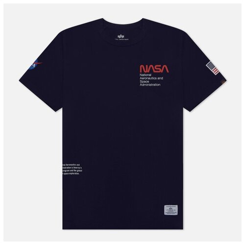 Мужская футболка Alpha Industries NASA Worm Logo синий, Размер XL