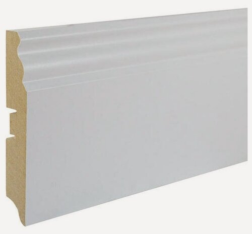 Изображение товара Плинтус Hannahholz 16x100 мм напольный белый МДФ высокий под покраску широкий Elite KW100303 1 шт