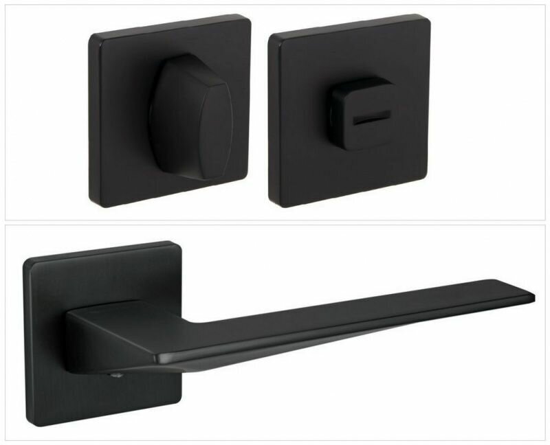 Комплект ручек для дверей Fuaro PHANTOM_SL_BL-24_W, черный (ручка + завертка WC)