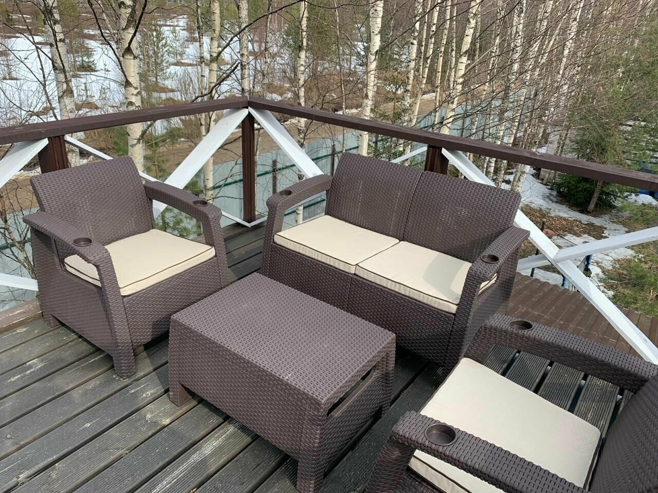 Комплект садовой мебели Lounge balcony set 4 ( Венге ) под ротанг для дачи, Комфортный Двухместный Диван, 2 Кресла Столик для напитков, Horeca - фотография № 3