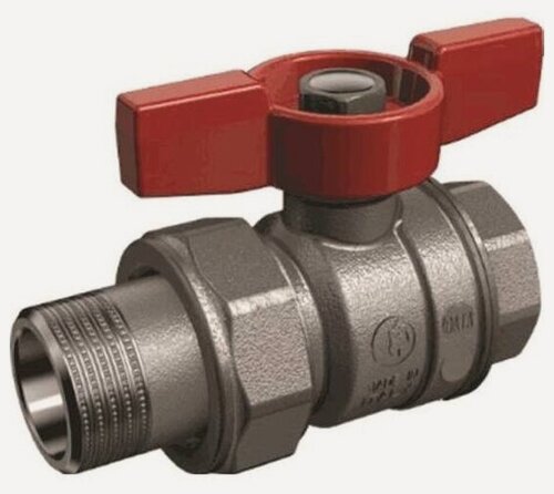 Изображение товара Кран шаровой Giacomini , R859, полнопроходной, 3/4", ВН, ручка-бабочка, латунь, хромированный, с разъемным соединением