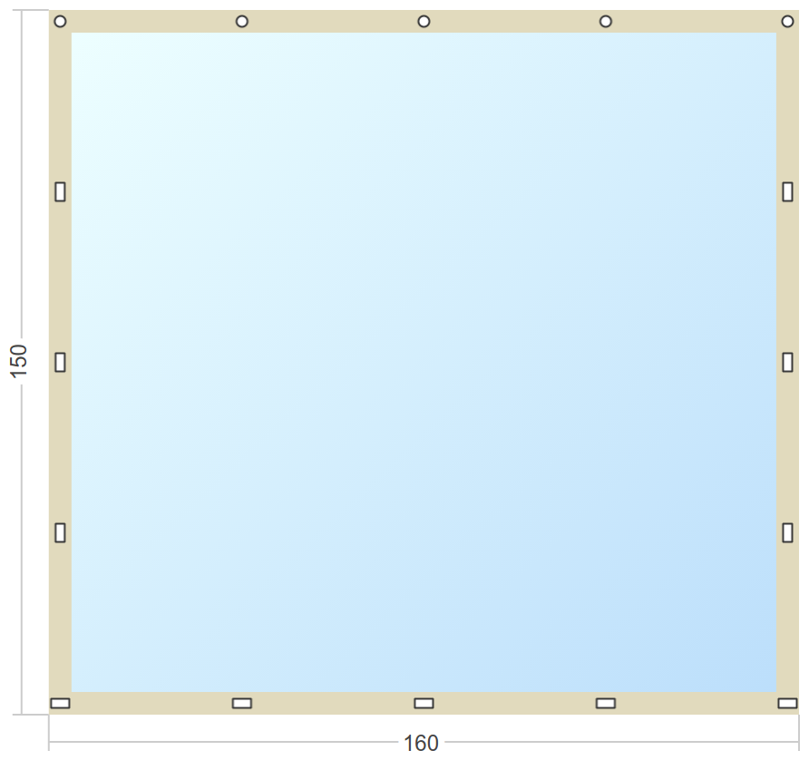 Мягкое окно Софтокна 160х150 см съемное, Скоба-ремешок, Прозрачная пленка 0,7мм, Бежевая окантовка, Комплект для установки - фотография № 2