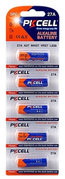 Батарейки PKCELL 12V 27A-5B тип - A27 5 шт в блистере