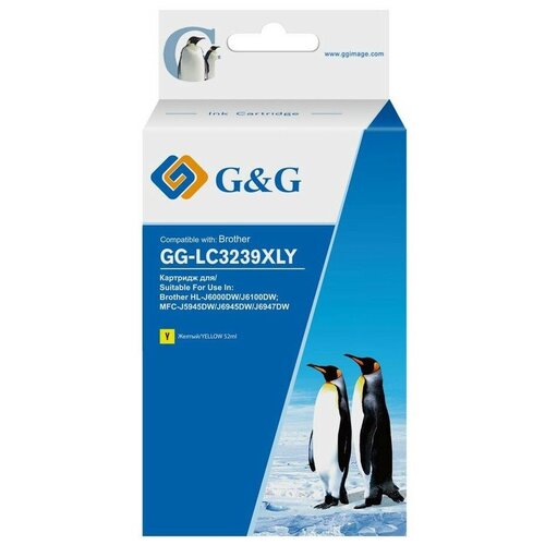 Картридж струйный G&G LC3239XLY желтый Увеличенной емкости 52 мл, 5000 стр. для Brother (GG-LC3239XLY) картридж струйный cactus cs lc3239xlm пурпурный 52мл для brother hl j6000dw j6100dw