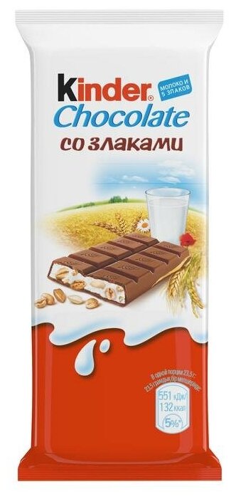 Шоколад KINDER кантри молоко и 5 злаков, 23, 5г - KINDER COUNTRY