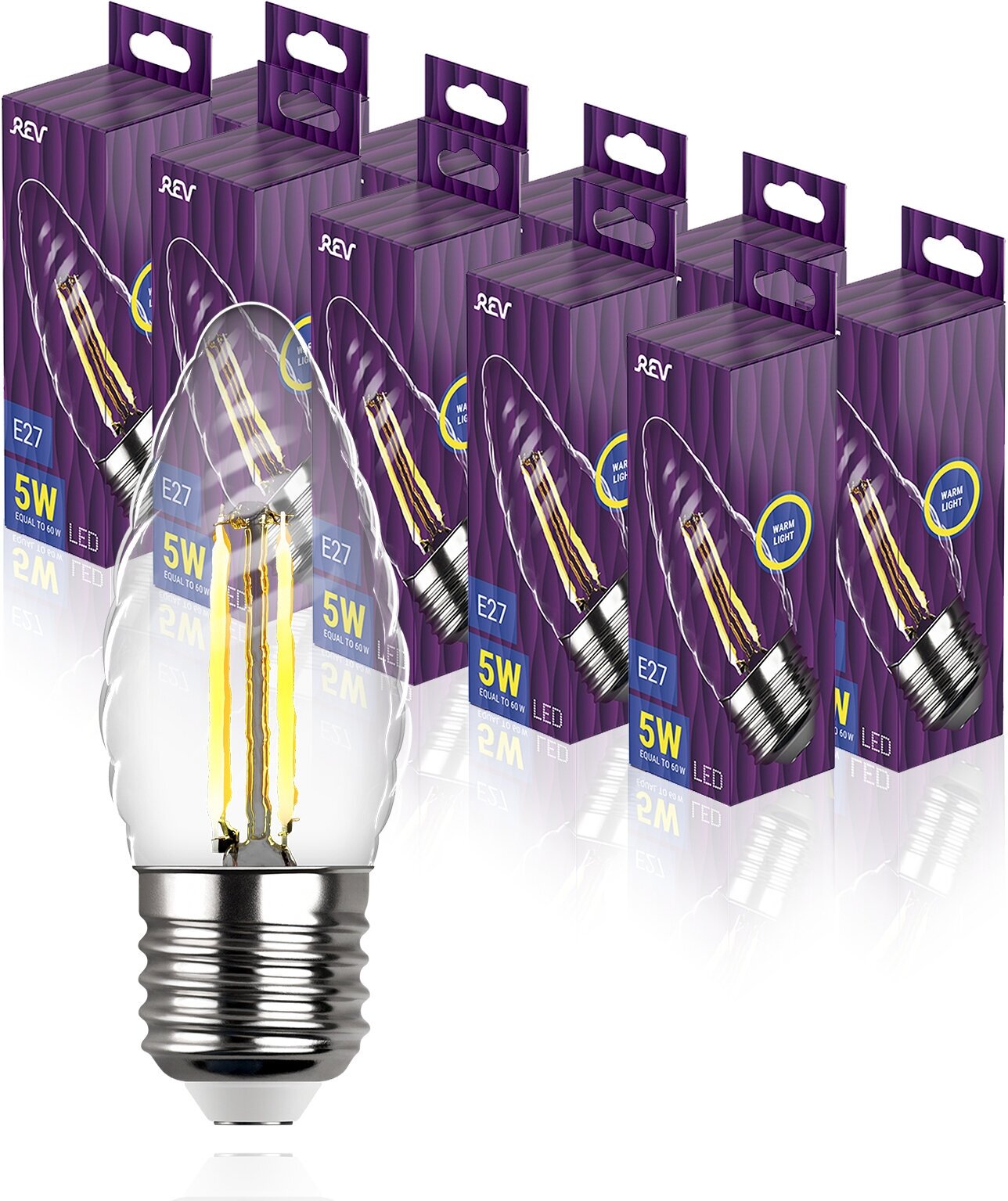 Упаковка светодиодных филаментных ламп 10 шт REV 32426 3, 2700К, Е27, FTC37, 5Вт