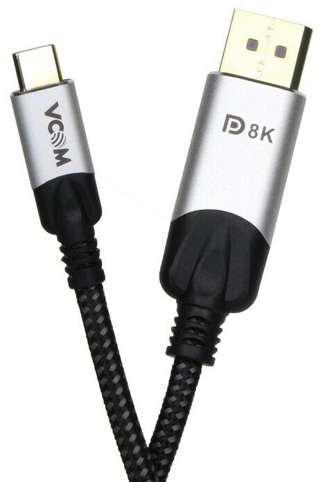 Кабель-адаптер VCOM USB 3.1 Type-Cm/DP(m) 8K, 60Hz, 1.8m, Alumi Shell - фото №2