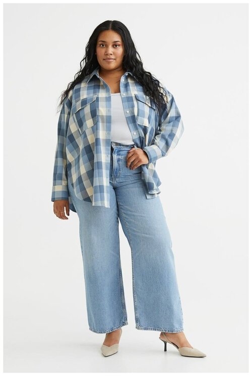 Широкие низкие джинсы H&M - светло-синий - 46