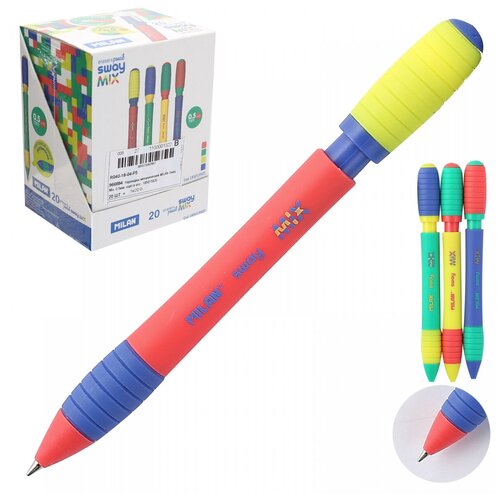 Карандаш механический HB, 0,5 мм, грип-зона, с ластиком, ассорти 4 вида Sway mix Milan 966884 - 1 шт.