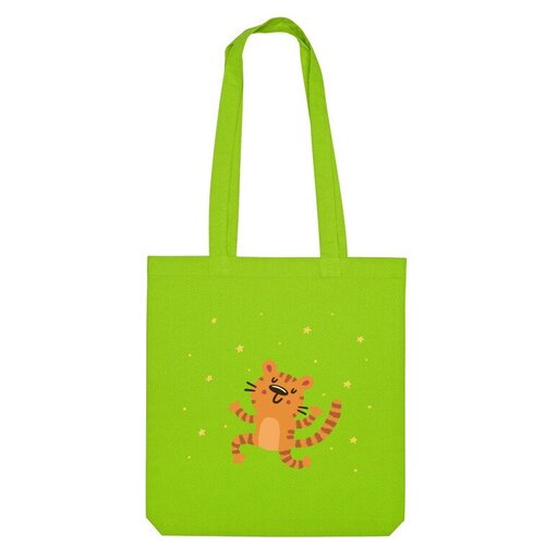 Сумка шоппер Us Basic, зеленый сумка веселый тигр танцует звезды серый