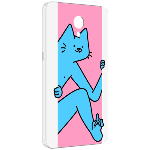 Чехол MyPads голубой кот в дверце для Meizu M3 Note задняя-панель-накладка-бампер