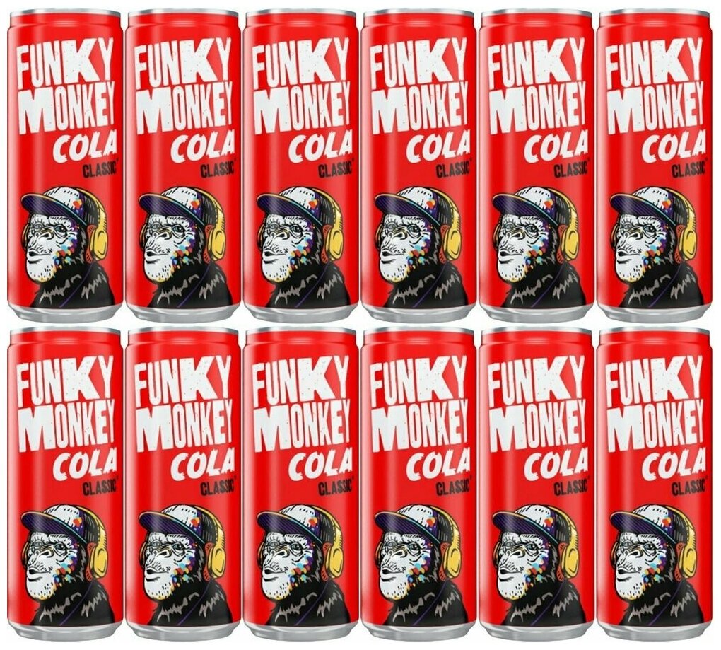 Напиток газированный Funky Monkey (Фанки Манки) Кола классик 0,33 л х 12 банок