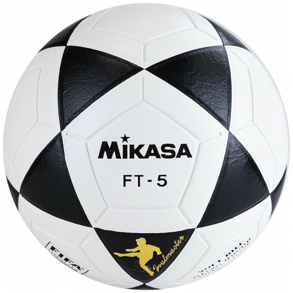 Мяч для футбола MIKASA FT5 FQ-BKW, р.5, FIFA Quality, ПУ, 32 пан, термосшивка, бело-черный