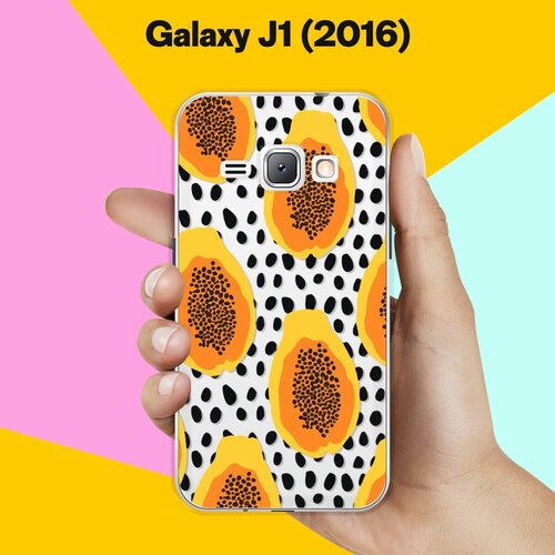 Силиконовый чехол на Samsung Galaxy J1 (2016) Оранжевый узор / для Самсунг Галакси Джей 1 (2016) чехол книжка на samsung galaxy j1 2016 самсунг джей 1 2016 c принтом сине розовый мрамор черный